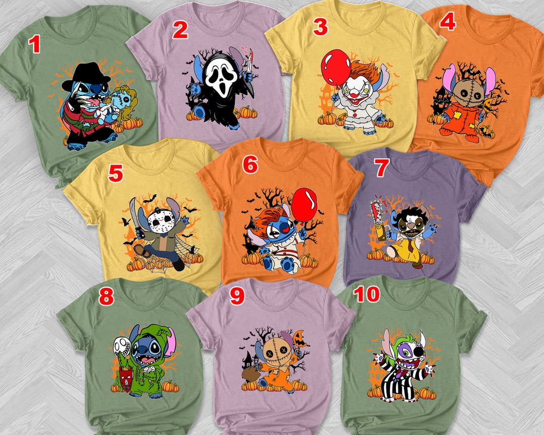 Stitch Halloween Costume Shirt Horror Movie Characters Shirt Etsy