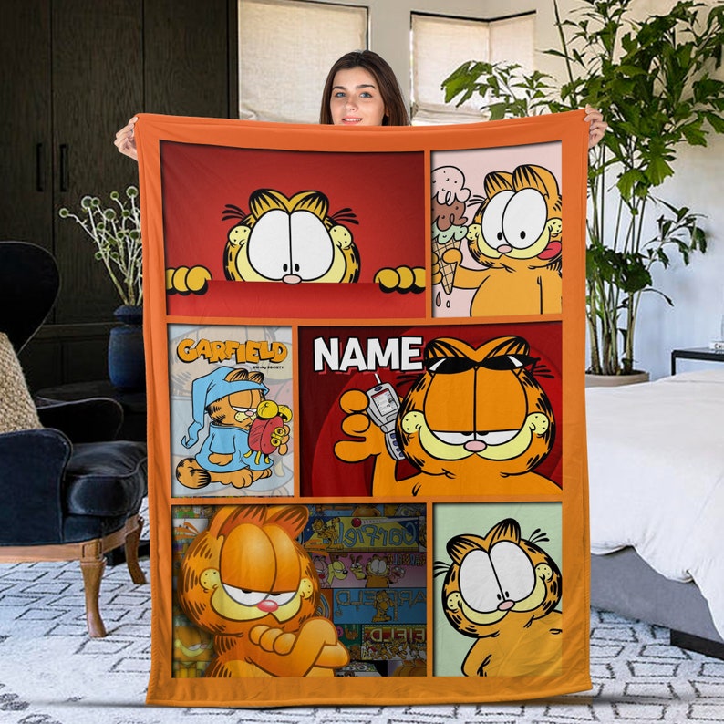 Personalized Garfield Blanket Garfield Blanket Custom Etsy