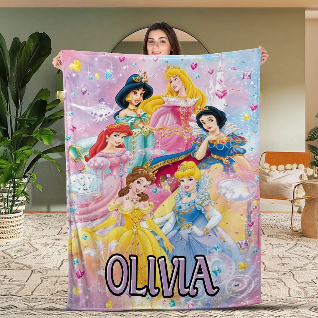 Personalized Disney Princesses Blanket Fairy Tale Princess Etsy