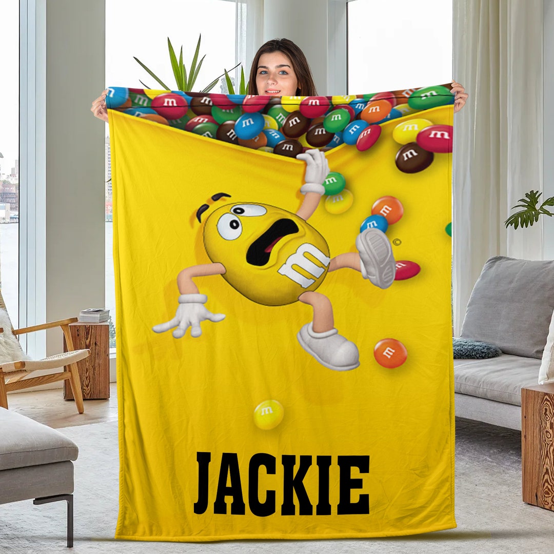 Personalized M and M Blanket Chocolate Velvet Blanket Yellow Etsy