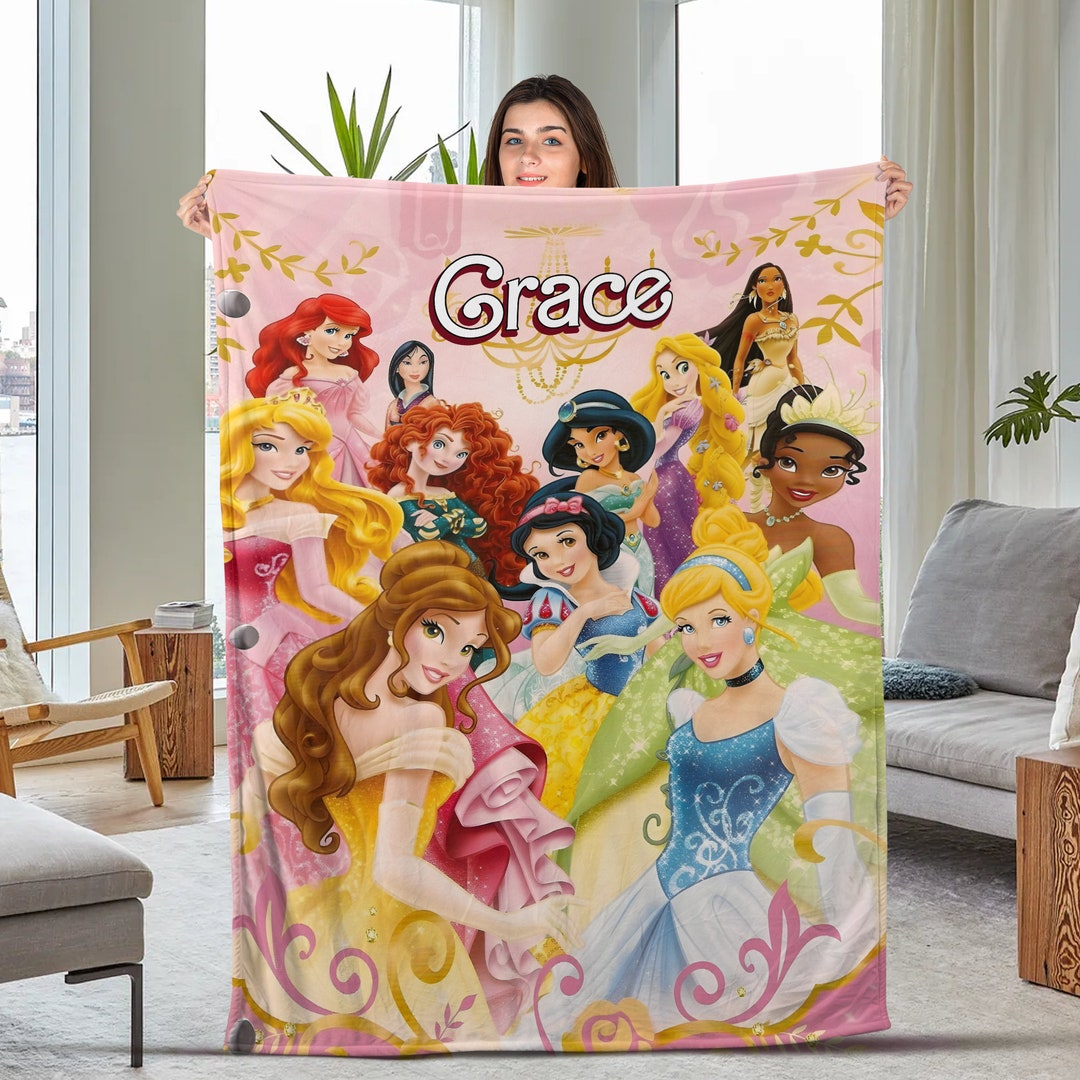Personalized Princess Blanket Disney Princess Blanket Etsy