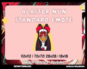 Alastor Nun Hazbin Hotel Emote for Twitch, Discord, Youtube (Instant Download)