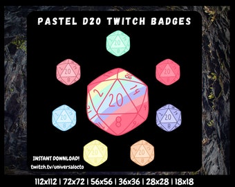 Pastel D20 Twitch Badges: Sub Bit Emotes (Digital Download)