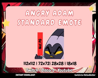 Angry Adam Hazbin Hotel Emote: Twitch, Discord, Youtube (Digital Download)
