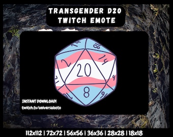 Transgender Pride D20 Emote: Twitch, Discord, YouTube (Instant Download)