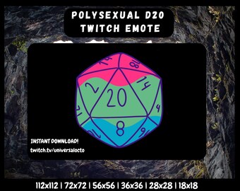 Polysexual Pride D20 Emote: Twitch, Discord, Youtube (Instant Download)