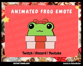 Animated Christmas Frog Emote: Twitch, YouTube, Discord (Instant Download)