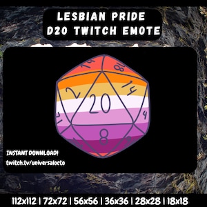 Lesbischer Stolz D20 Twitch Emote | Discord Emote | Youtube Emote