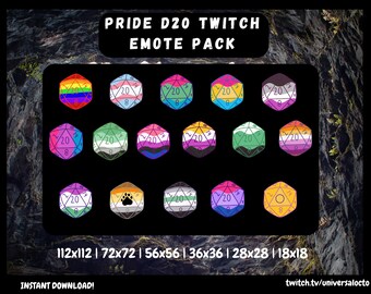 Pride D20 Twitch Emotes Pack (Digital Download)