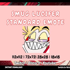 Luzifer Selbstgefälliges Lächeln Emote: Hazbin Hotel Twitch Emote (Instant Download)