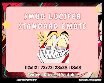 Lucifer Smug Smile Emote: Hazbin Hotel Twitch Emote (Instant Download)