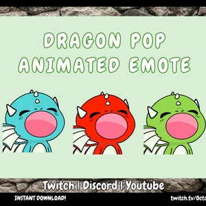 Dragon POP Animated Emote: Twitch, Discord, Youtube (Instant Download)