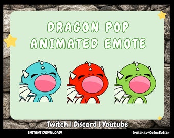 Dragon POP Animated Emote: Twitch, Discord, Youtube (Instant Download)