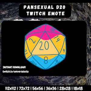 Emote Orgulho Pansexual D20: Twitch, Discord, YouTube (Download Digital)