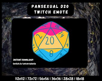 Pansexual Pride D20 Emote: Twitch, Discord, YouTube (Digital Download)