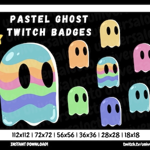 Pastel Ghost Twitch Badges | Twitch Emotes | Bit Badges | Sub Badges