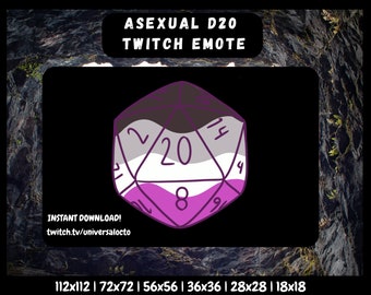 Asexual Pride D20 Emote: Twitch, Discord, YouTube (Digital Download)