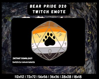 Bear Pride D20 Emote: Twitch, Discord, Youtube (Digital Download)
