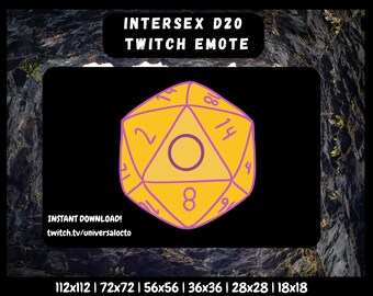 Intersex Pride D20 Emote: Twitch, Discord, Youtube (Instant Download)