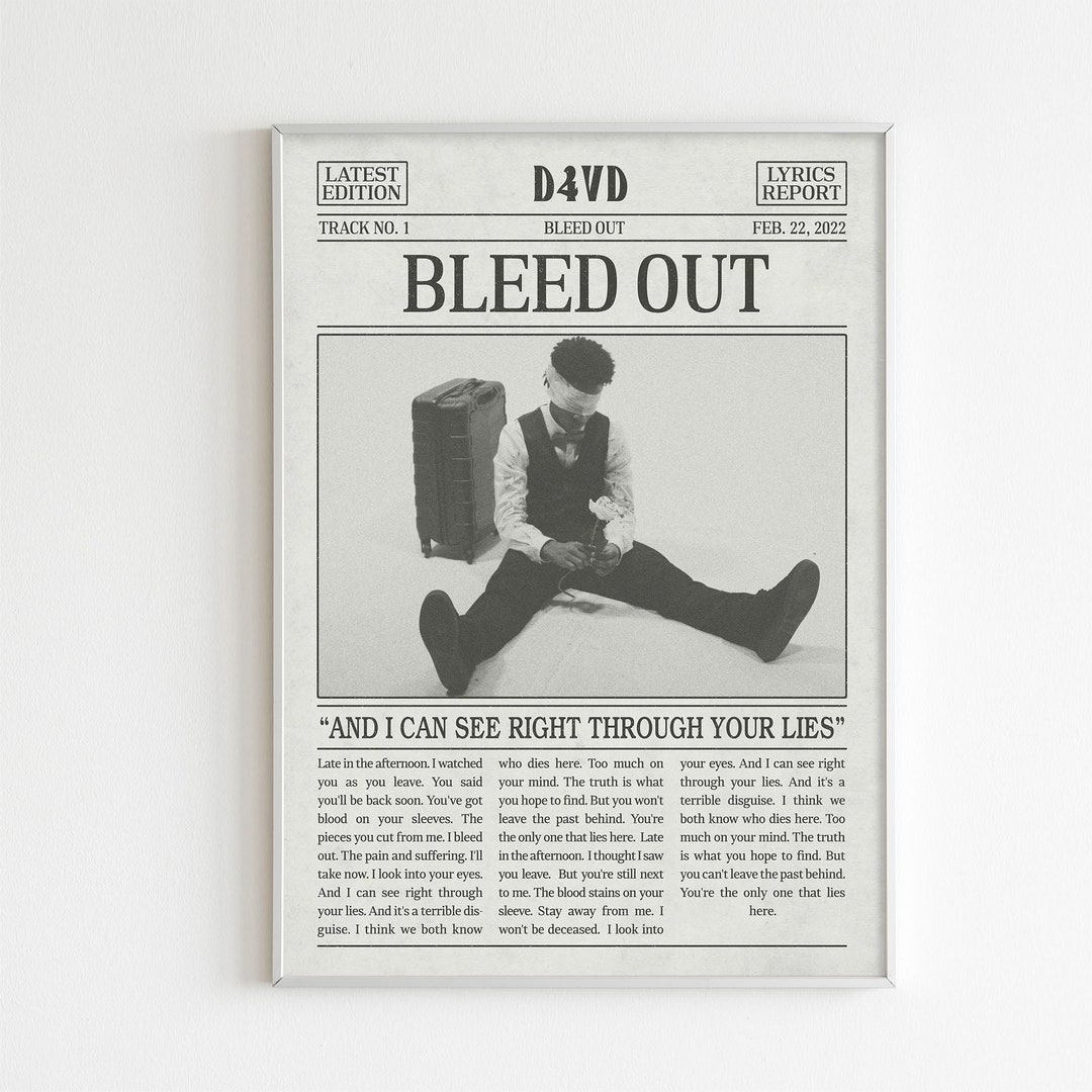 D4vd Retro Newspaper Print Bleed Out Lyrics Poster Bleed Out - Etsy