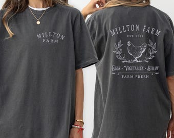 Custom Farm Shirt,Vintage Chicken Tshirt,Custom Logo Shirt,Garden Shirt,Gift for Chicken Lover,Gardening Gift,Personalized Local Farm Gift
