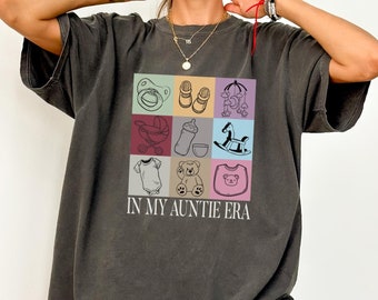 Comfort Colors® In My Auntie Era Shirt,Retro Pregnancy Announcement,Funny Baby Reveal Tshirt,Gift For New Aunt,Sister Birthday Gift,Aunt Era