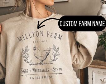 Custom Farm Sweatshirt, Vintage Chicken Sweater, Crazy Chicken lady, Garden Sweater, Gift for Chicken lover, Gardening Gift, Local Farm Gift