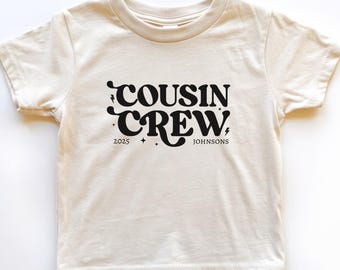 Custom Cousin Crew Kids Shirt,Cousin Matching Shirt,Family Reunion Outfit,Retro Style Toddler Shirt,Personalized Name Year, Big Cousin Gift
