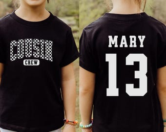 Personalized Cousin Crew Kids Shirt, Cousin Matching Shirt, Family Reunion Outfit, Retro Toddler Shirt, Custom Name and Number,Kids Age Gift