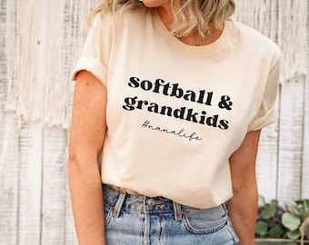 Custom Softball Grandma Shirt,Funny Game Day T-shirt,Softball And Grandkids Shirt,Sport Mom Shirt,Nana Gift,Gigi Shirt,Mimi Gift,Mothers Day