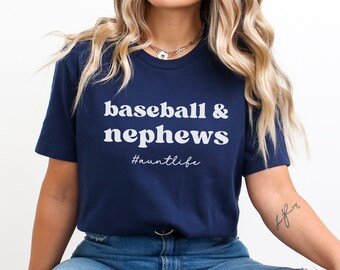 Custom Baseball Aunt Shirt, Funny Game Day T-shirt, Baseball And Nephews Shirt,Sport Aunt Shirt,Tia Gift,Baseball Sister Gift,Aunt Birthday