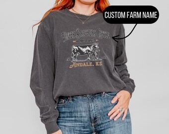 Custom Farm Shirt, Comfort Colors Vintage Cattle Shirt, Gift for Cow Lover, Dairy Cow Tshirt,Garden T-shirt,Gardening Gift,Local Farmer Gift