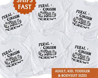 Custom Funny Raccoon Cousin Crew Shirt,Matching Family Reunion Group Tshirt,Feral Toddler Shirt,Personalized Kids Name Tee, Family Trip Gift