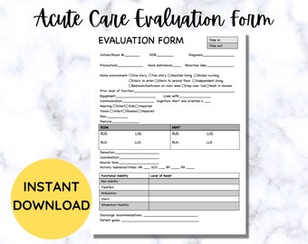 Akutversorgung Bewertungsbogen, Spickzettel, Neulinge, Physiotherapie, Ergotherapie, Template, stationäre Reha
