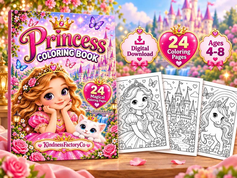 Princess Coloring Book for Girls Ages 4-8 | 24 Magical Princess ...