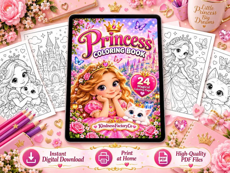 Princess Coloring Book for Girls Ages 4-8 | 24 Magical Princess ...