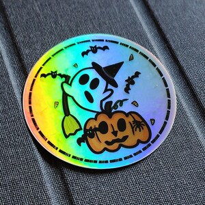 GLOSSY STICKER: Holographic Halloween Ghost Sticker