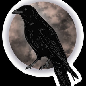MATTE STICKER: Crow & Moon Vinyl Sticker