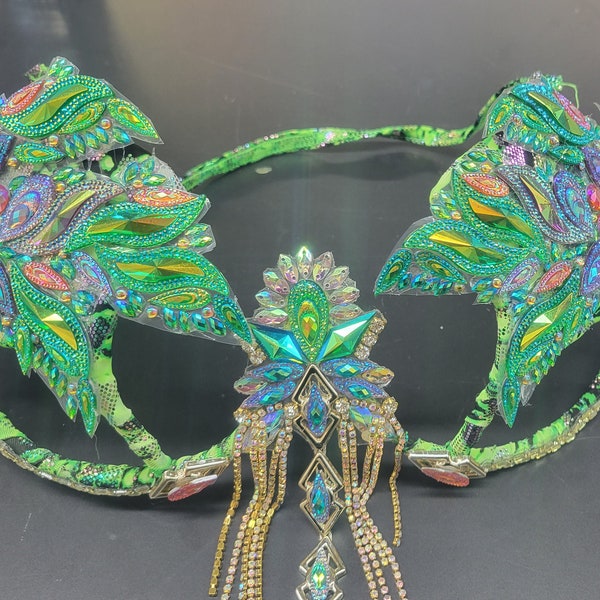 Festival Wire Bra handcrafted with weed themed applique