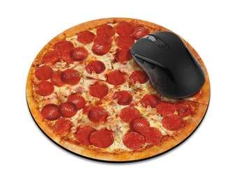 Non-Slip Round Mousepad for Home, Office and Gaming Desk, Pepperoni Pizza