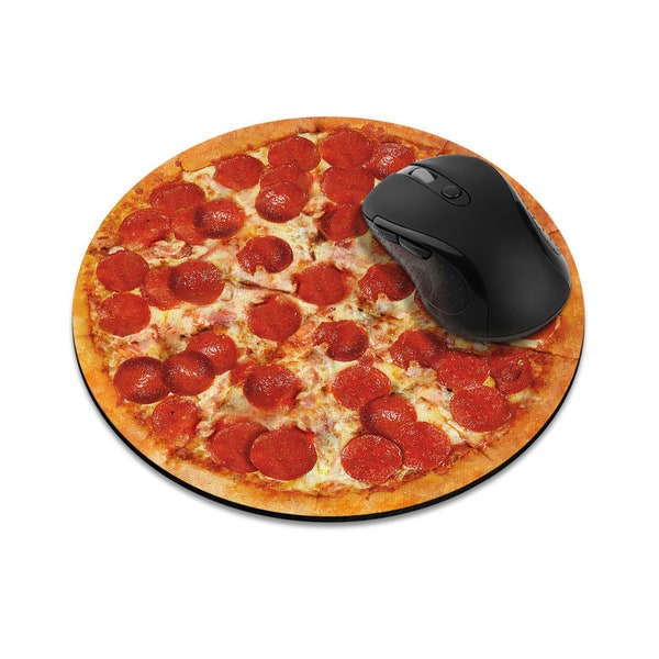 Non-Slip Round Mousepad for Home, Office and Gaming Desk, Pepperoni Pizza