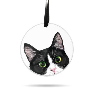 Acrylic Hanging Ornaments for Christmas Tree Holidays, Party, Car, Home, Black White Tuxedo Cat