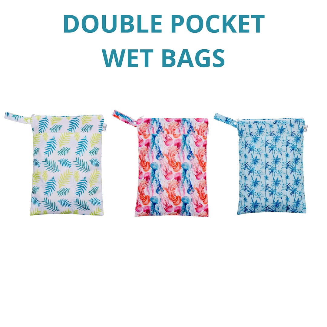 Waterproof Wet Bag, Double Zip Pocket, Swimming Bag, Wet Bag for Baby Kids Nappies, Daycare Bag