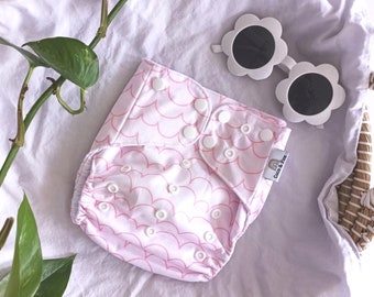 Reusable Swim Nappy, Beach Nappies, Eco Swim Nappy, Pool Nappy for Newborn & Toddler Kids, First Birthday Gift New Baby Gift | Pink Waves