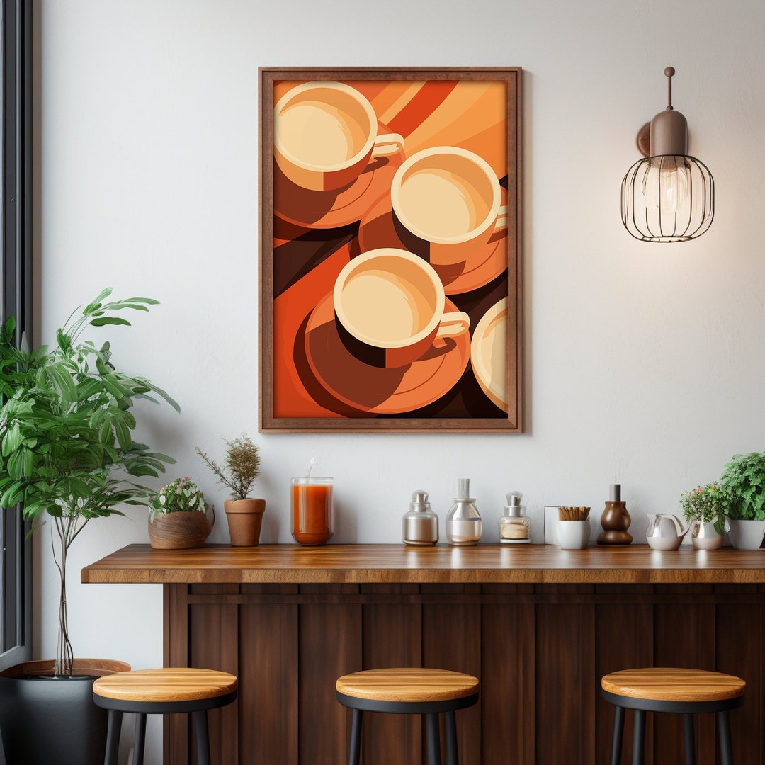 Retro Coffee Cups Wall Art Printable Wall Art Digital Coffee - Etsy
