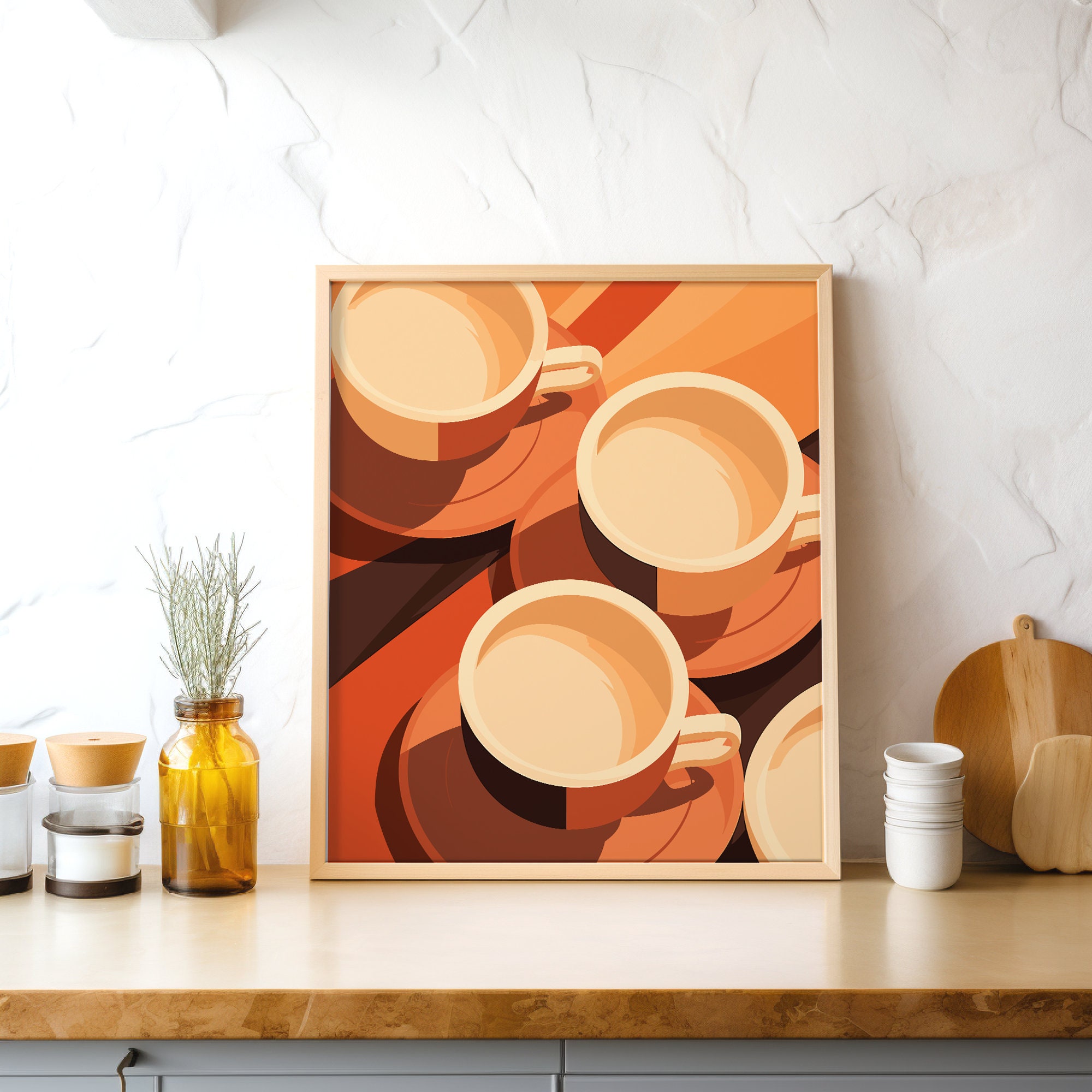 Retro Coffee Cups Wall Art Printable Wall Art Digital Coffee - Etsy