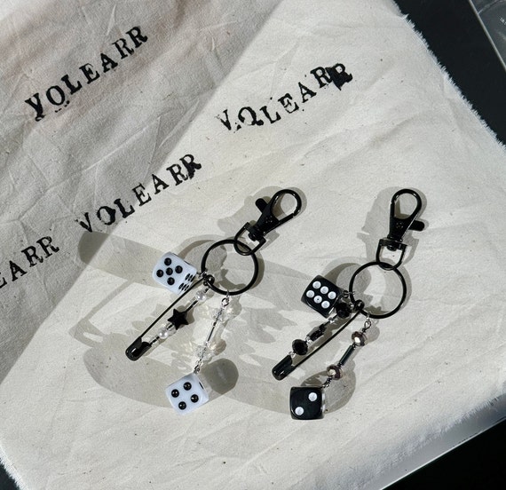 Handmade Dice Keychain Y2K Aesthetic Black/white Fashion