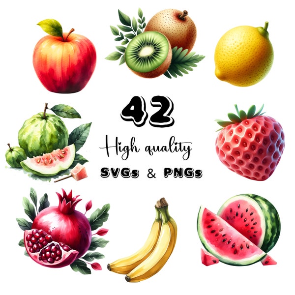 Fruit Svg Bundle, Fruits Clipart, PNG, Tropical Fruits Svg Bundle, Fruits Svg, Summer Fruits, Instant Download