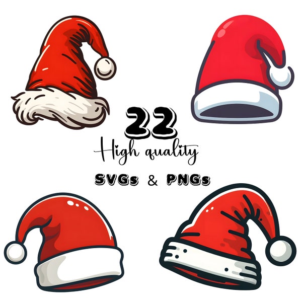 Santa Hat SVG, Santa Hat PNG, Santa hat Clipart, Santa Claus Hat Svg, Christmas Svg 2023, Xmas decorations Svg, Christmas Hat Svg