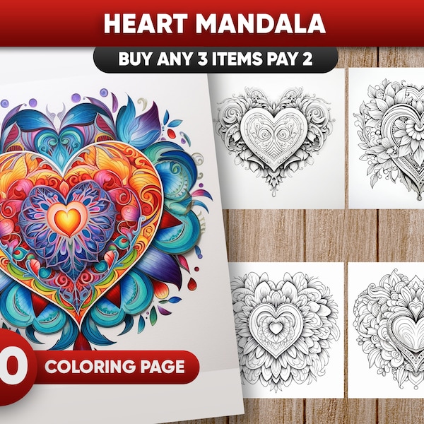 30 hart Mandala kleurplaten, Valentijnsdag kleurboek voor volwassenen, kinderen, digitale Instant Download, activiteit voor kinderen